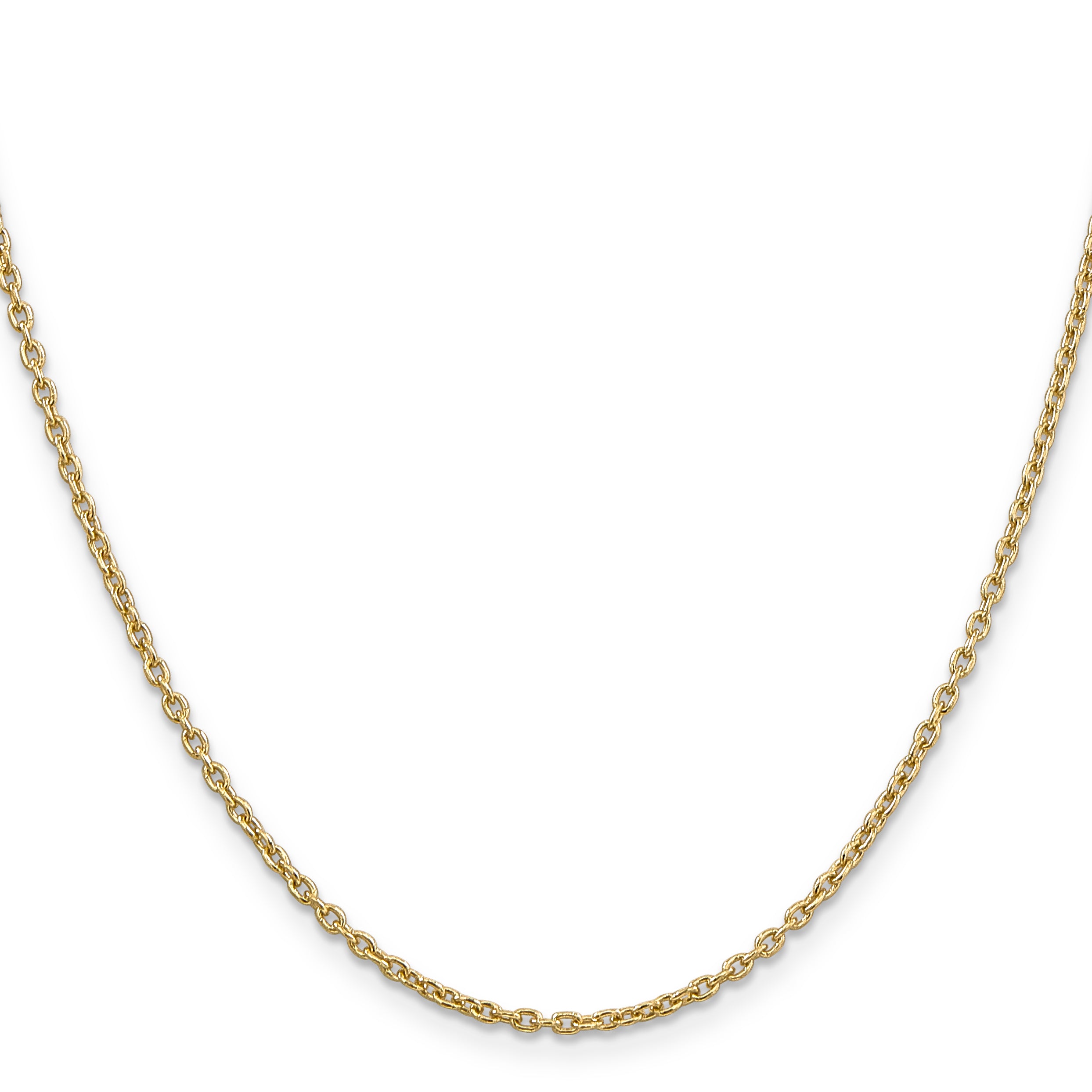 14K Yellow Gold Solid Cable Chain Necklace 2mm