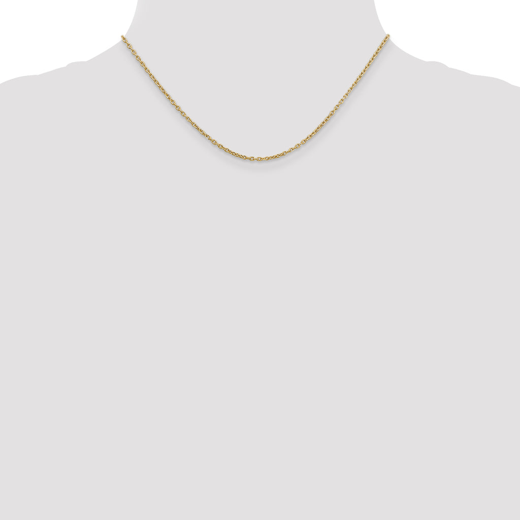 14K 2mm Round Open Link Cable with Lobster Clasp Chain