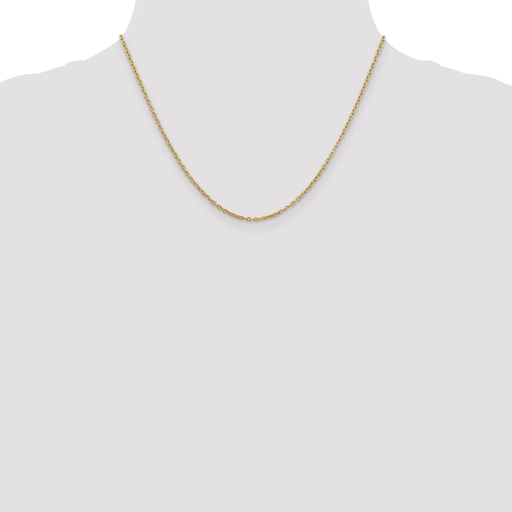 14K 2mm Round Open Link Cable with Lobster Clasp Chain