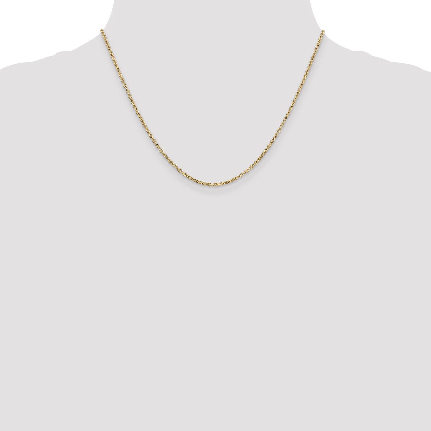 14K 2mm Round Open Link Cable with Lobster Clasp Chain