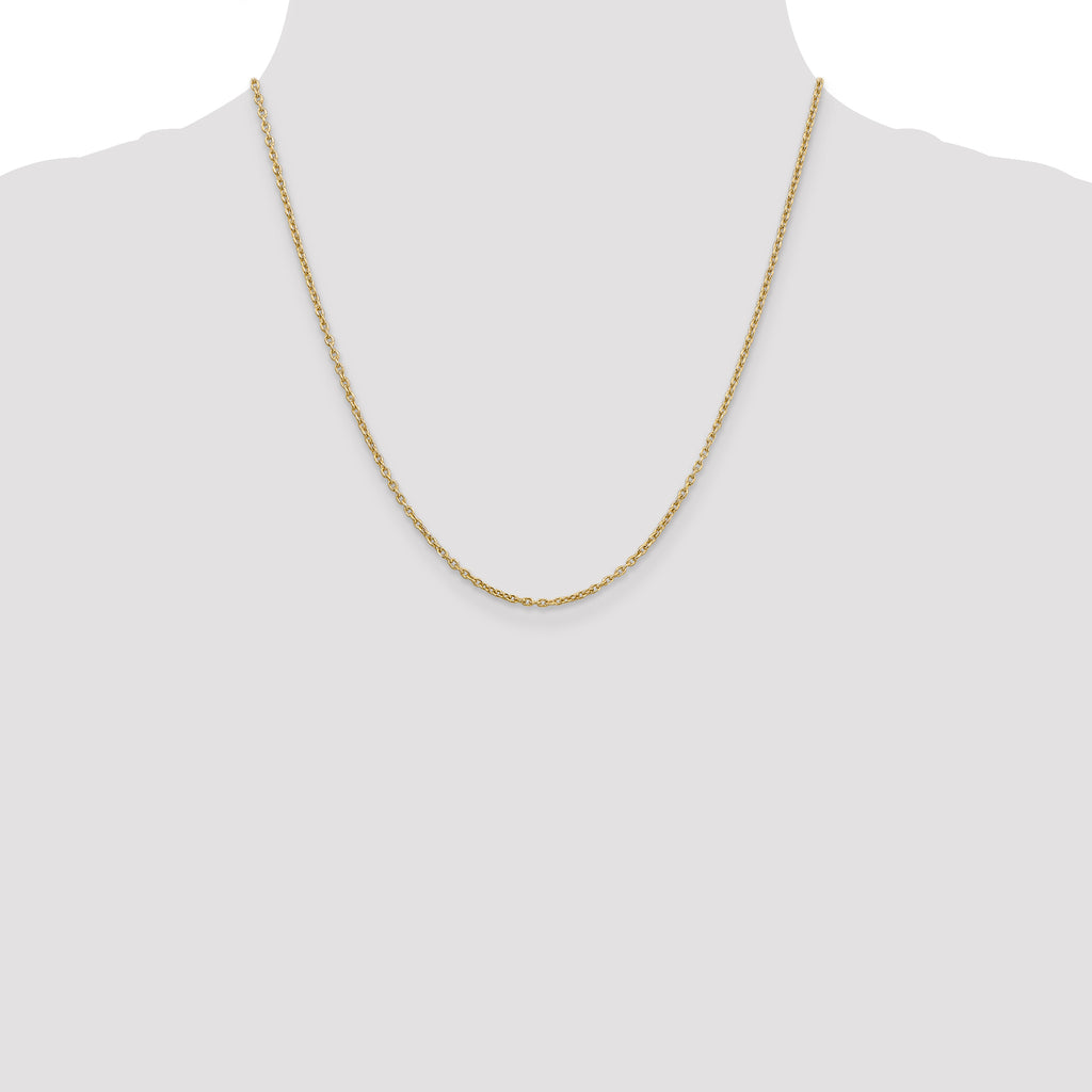 14K 2mm Round Open Link Cable with Lobster Clasp Chain