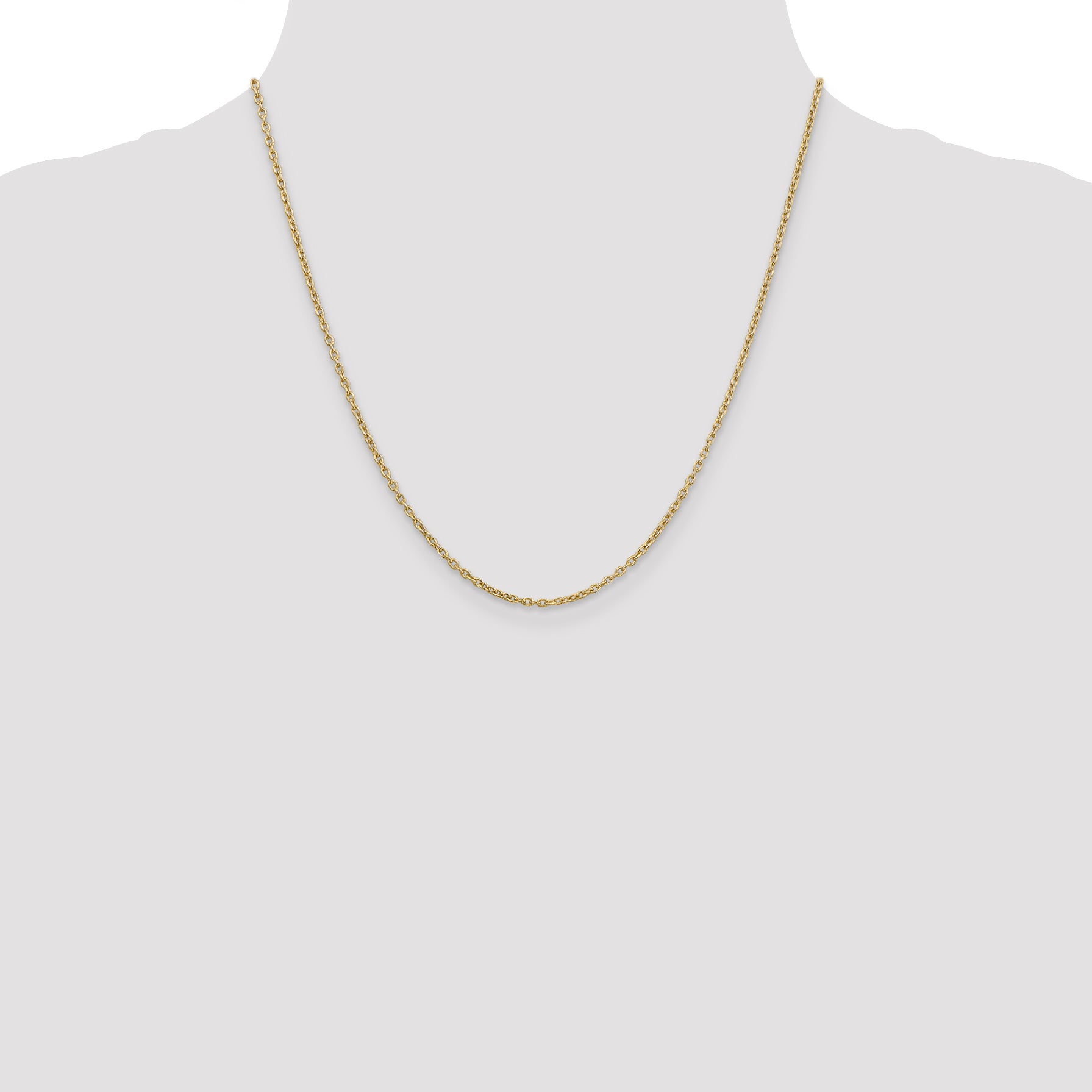14K 2mm Round Open Link Cable with Lobster Clasp Chain