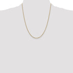 14K Yellow Gold Solid Cable Chain Necklace 2mm