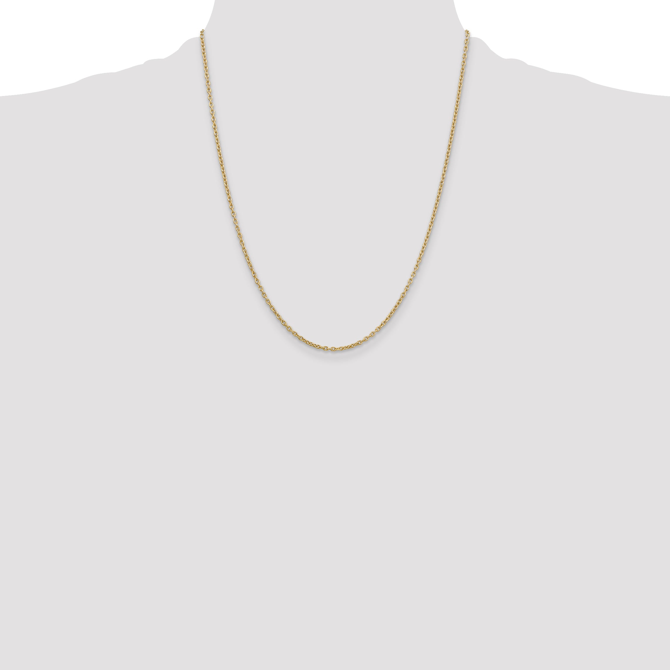 14K Yellow Gold Solid Cable Chain Necklace 2mm