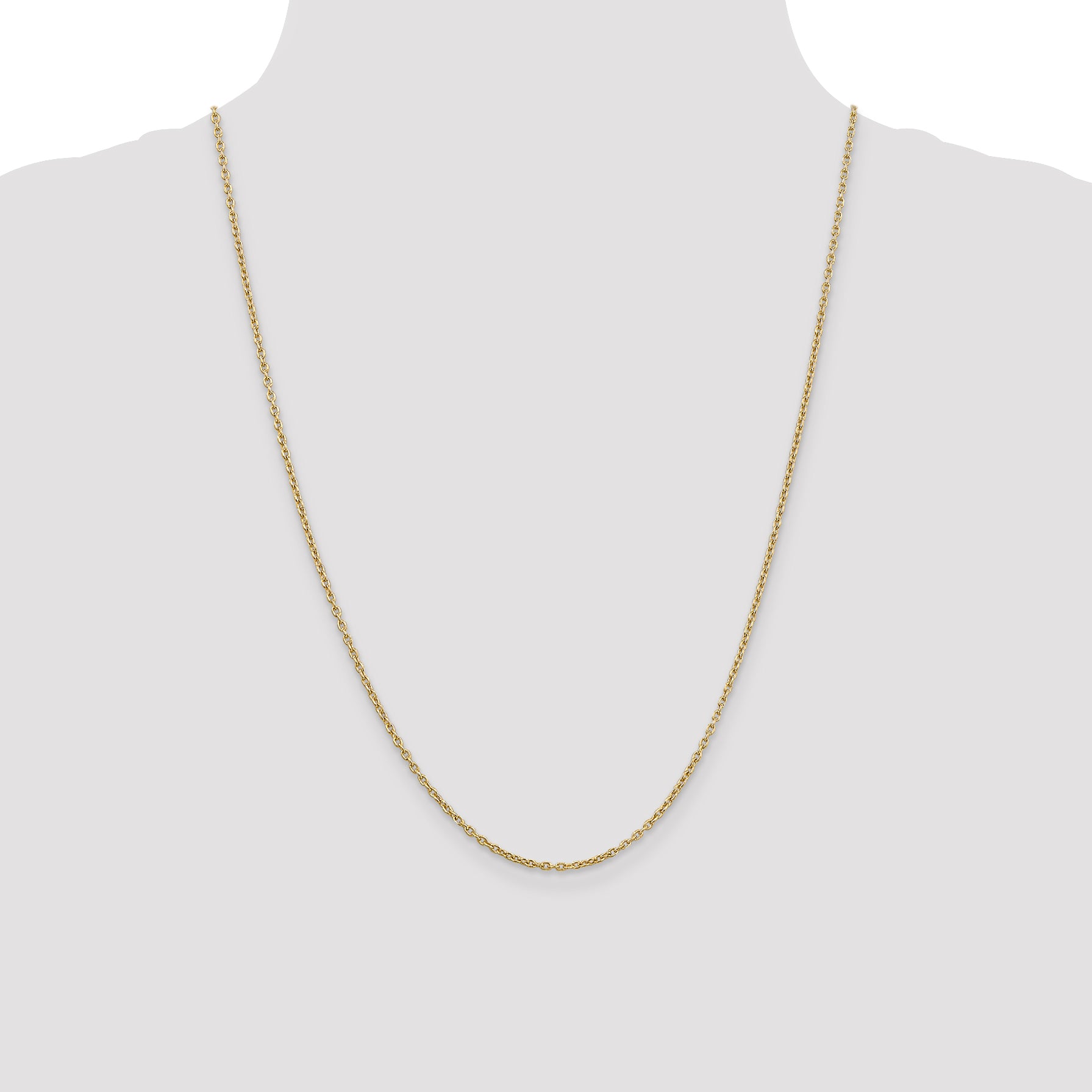 14K 2mm Round Open Link Cable with Lobster Clasp Chain