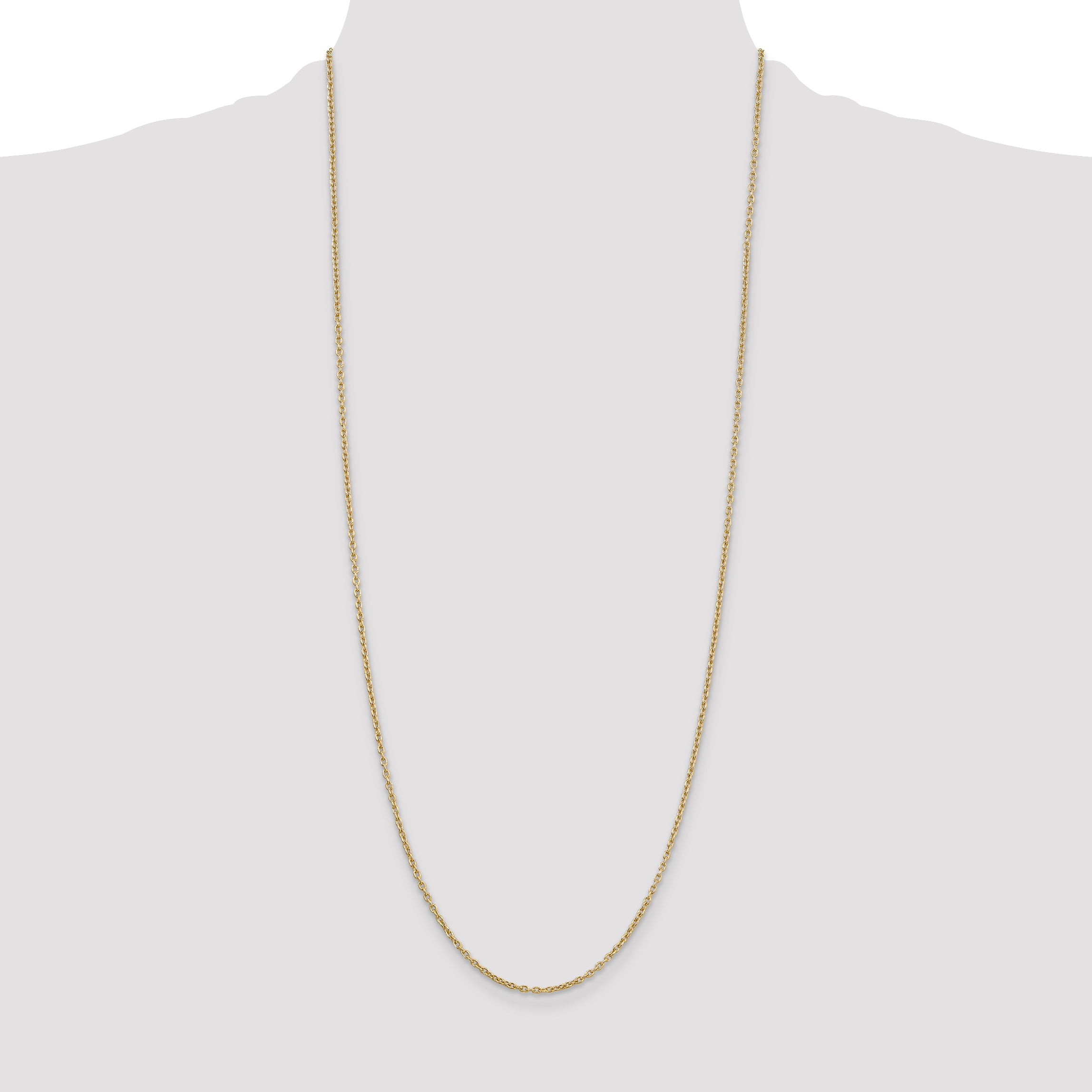14K 2mm Round Open Link Cable with Lobster Clasp Chain