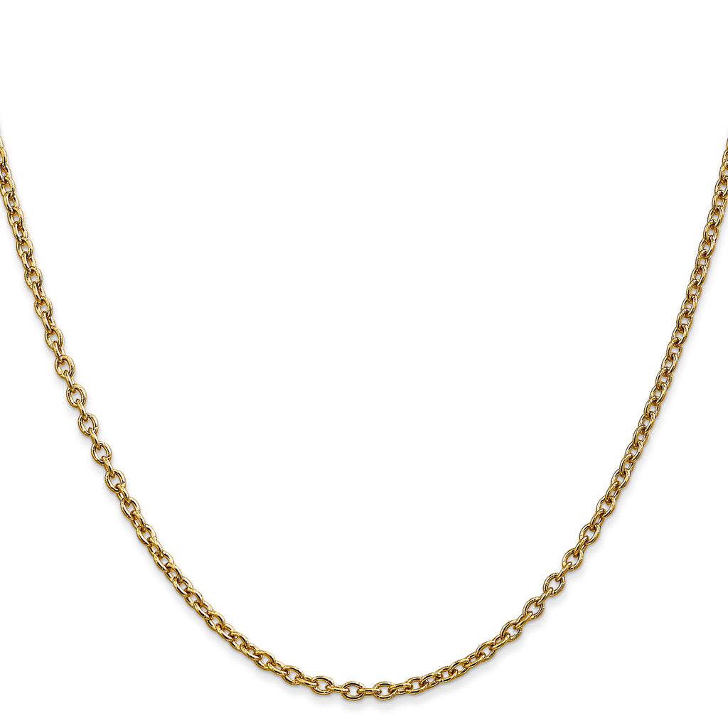 14K 2.4mm Round Open Link Cable with Lobster Clasp Chain