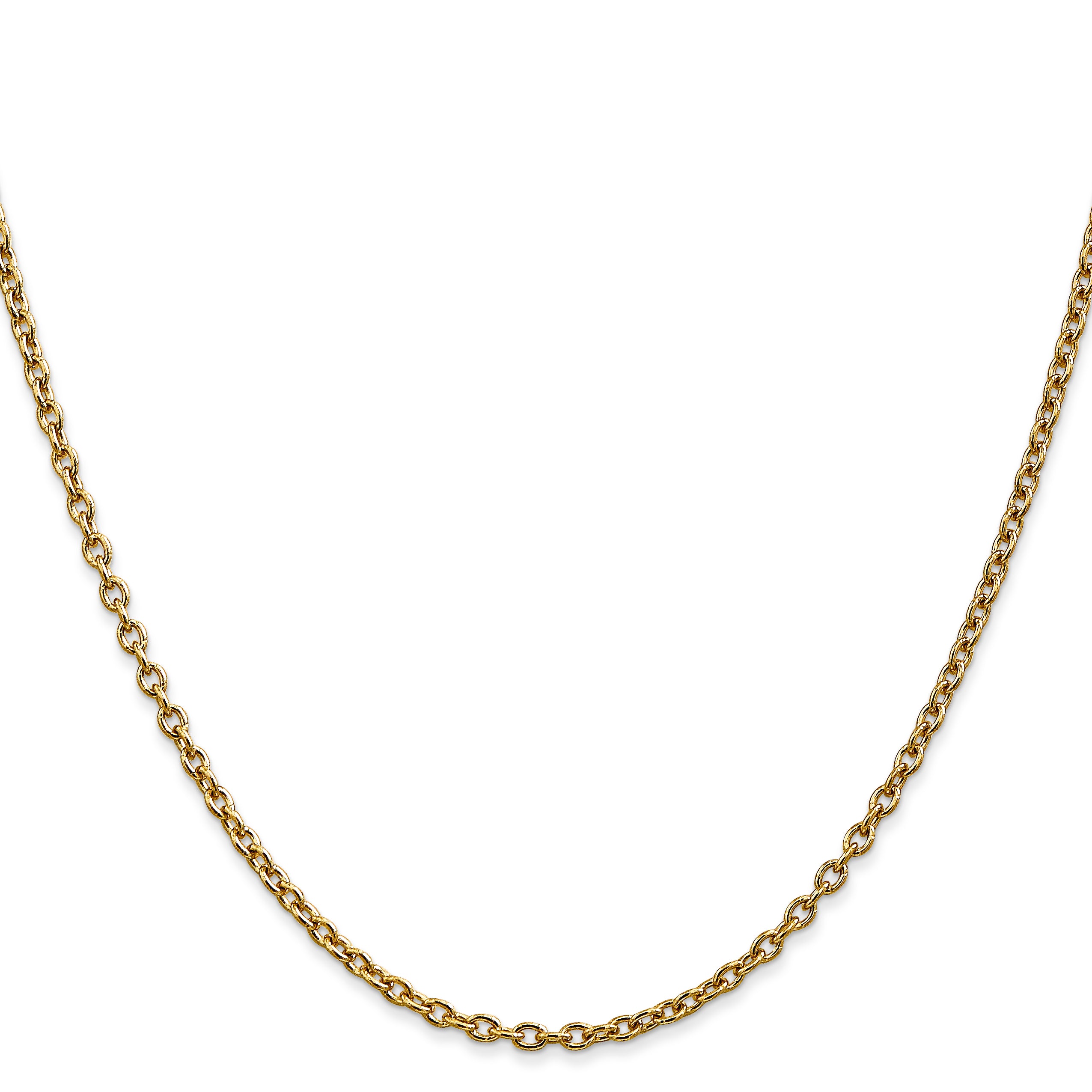14K 2.4mm Round Open Link Cable with Lobster Clasp Chain