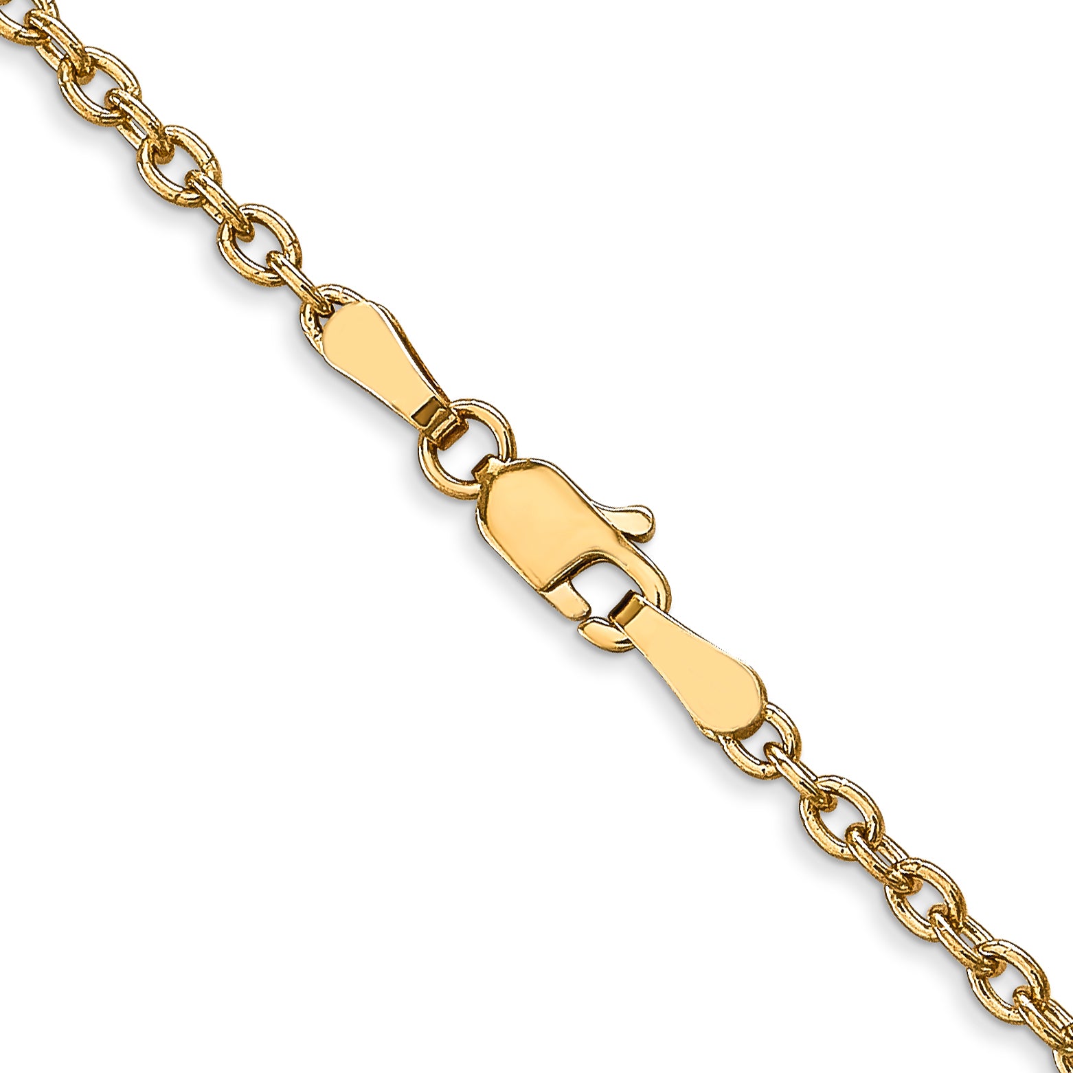 14K Yellow Gold Solid Cable Chain Necklace 2.4mm