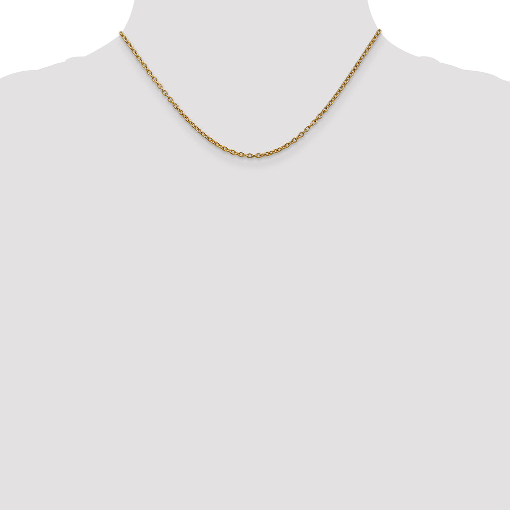 14K 2.4mm Round Open Link Cable with Lobster Clasp Chain