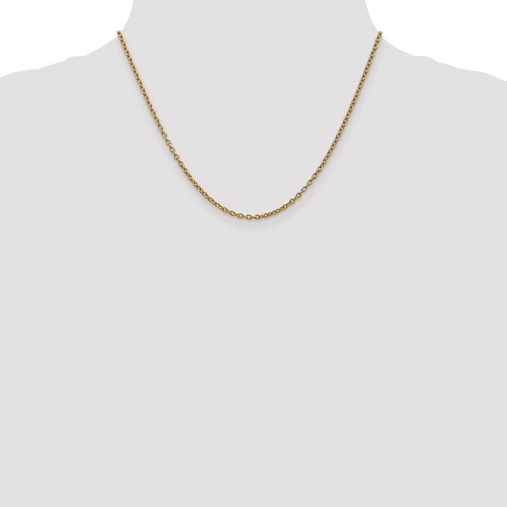 14K 2.4mm Round Open Link Cable with Lobster Clasp Chain