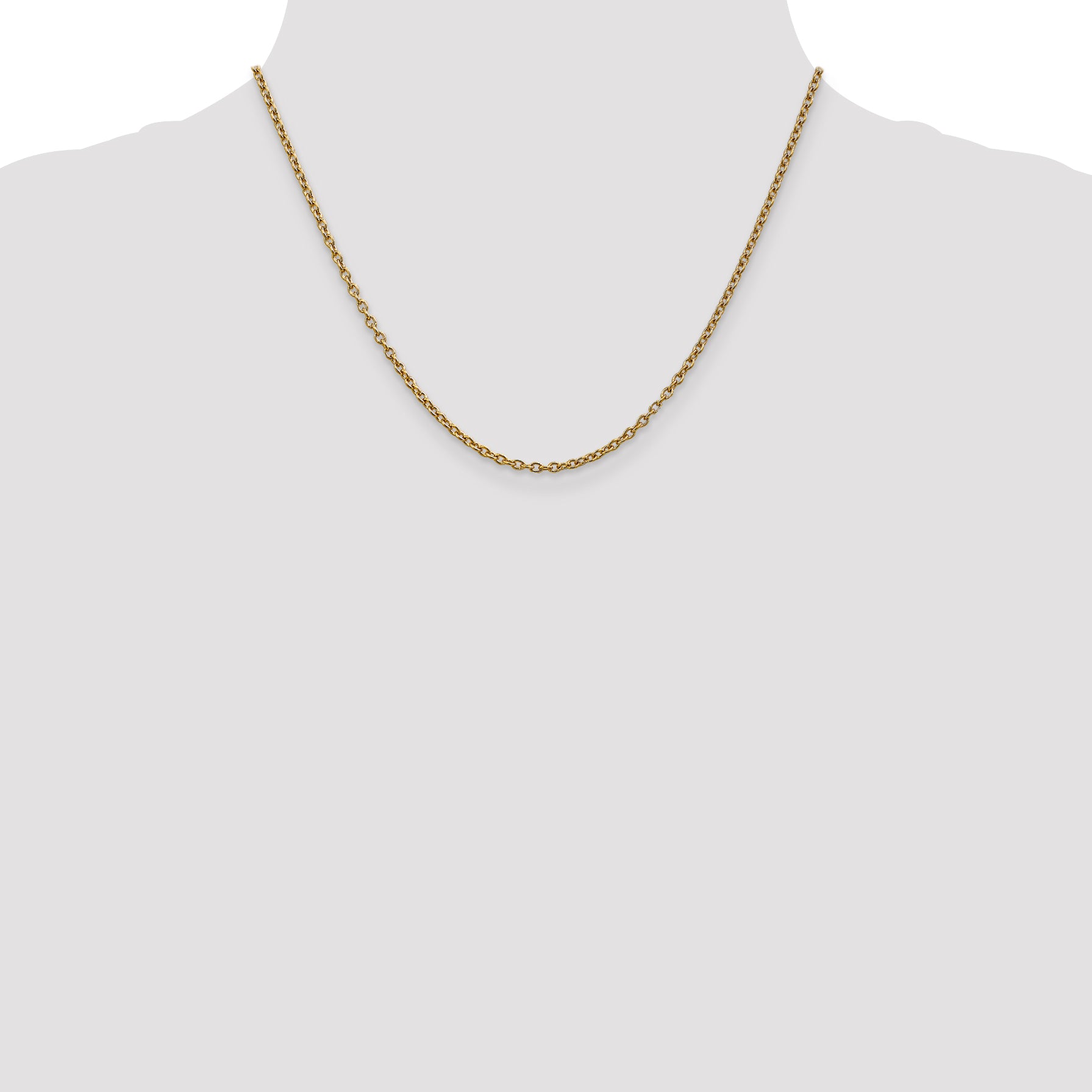 14K 2.4mm Round Open Link Cable with Lobster Clasp Chain