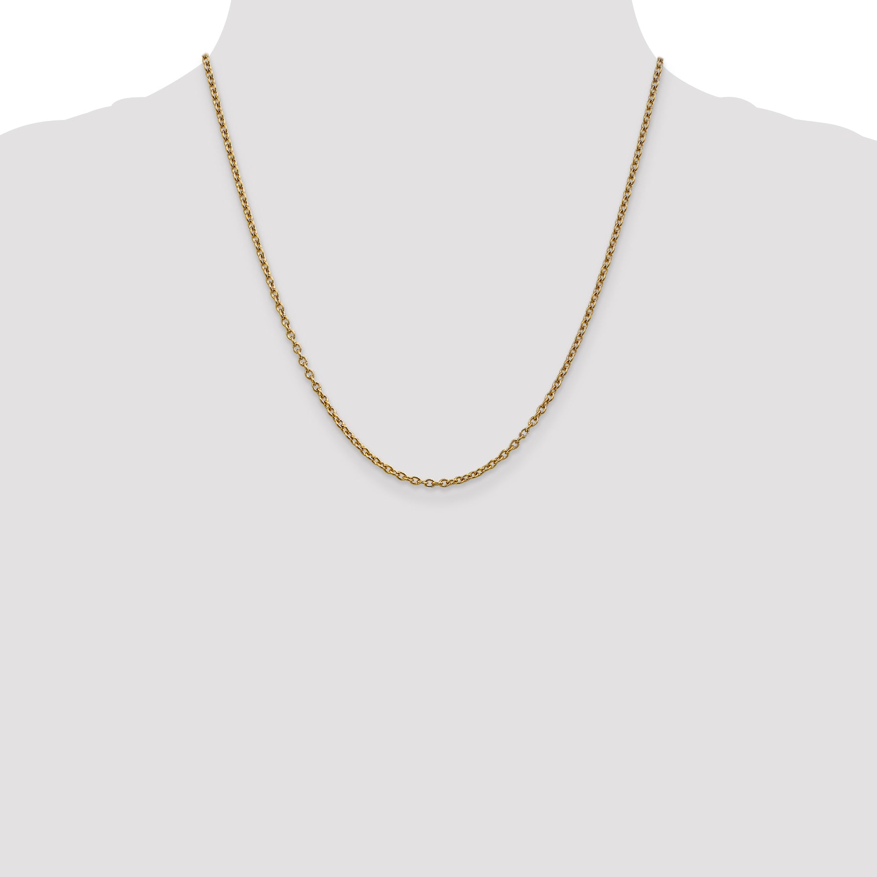 14K 2.4mm Round Open Link Cable with Lobster Clasp Chain