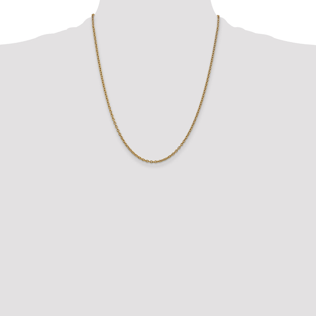 14K 2.4mm Round Open Link Cable with Lobster Clasp Chain