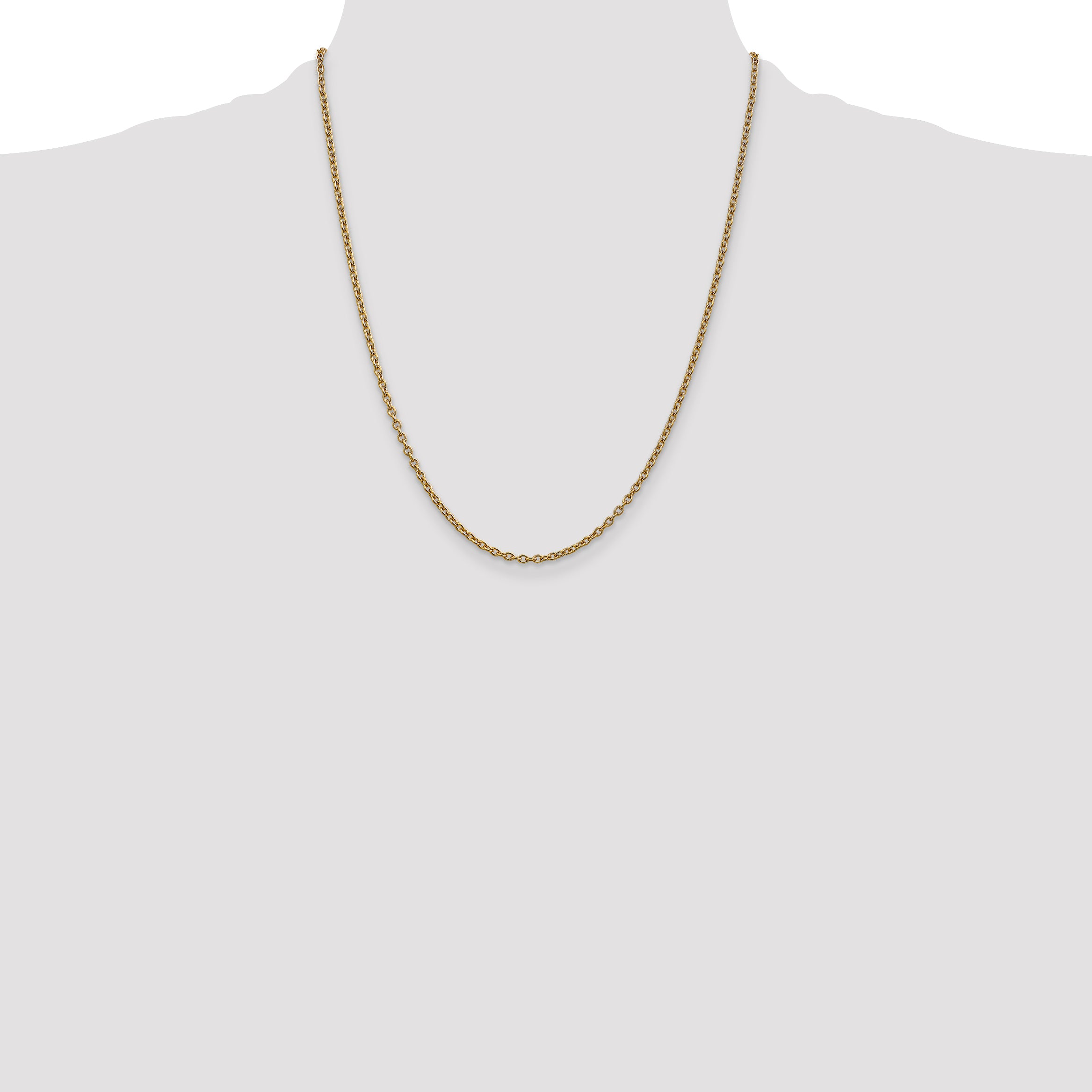 14K 2.4mm Round Open Link Cable with Lobster Clasp Chain