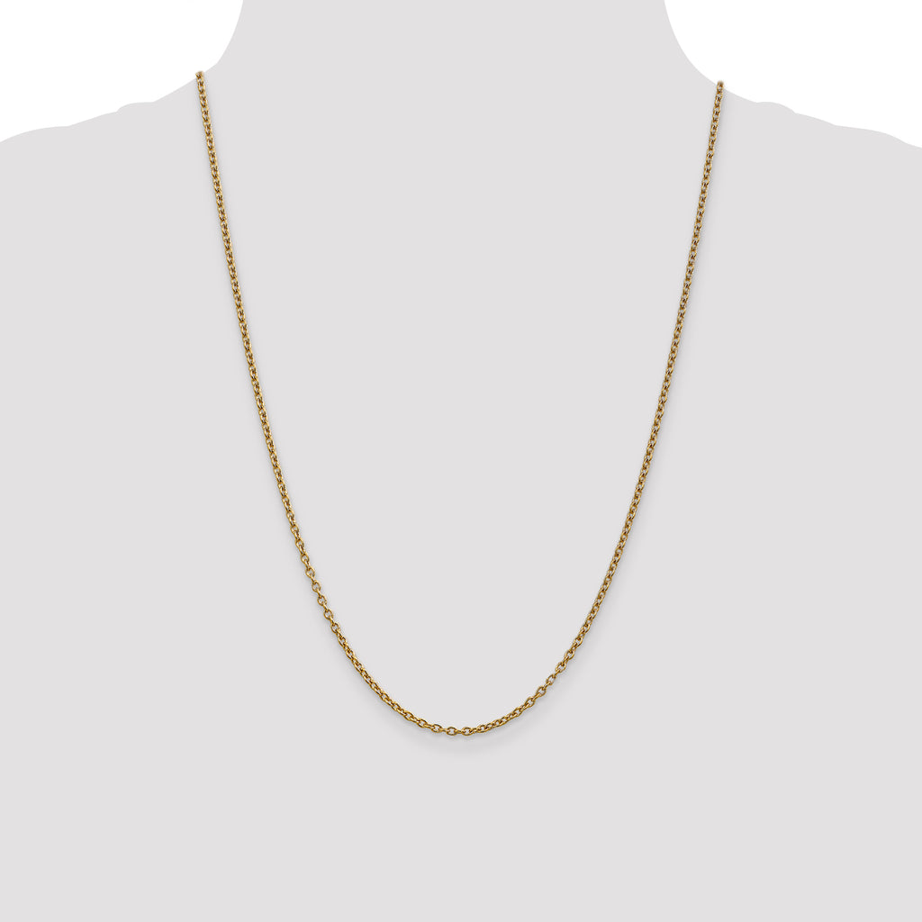 14K Yellow Gold Solid Cable Chain Necklace 2.4mm