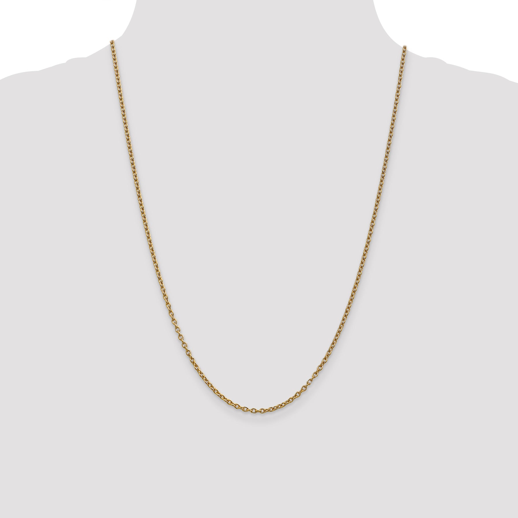 14K Yellow Gold Solid Cable Chain Necklace 2.4mm