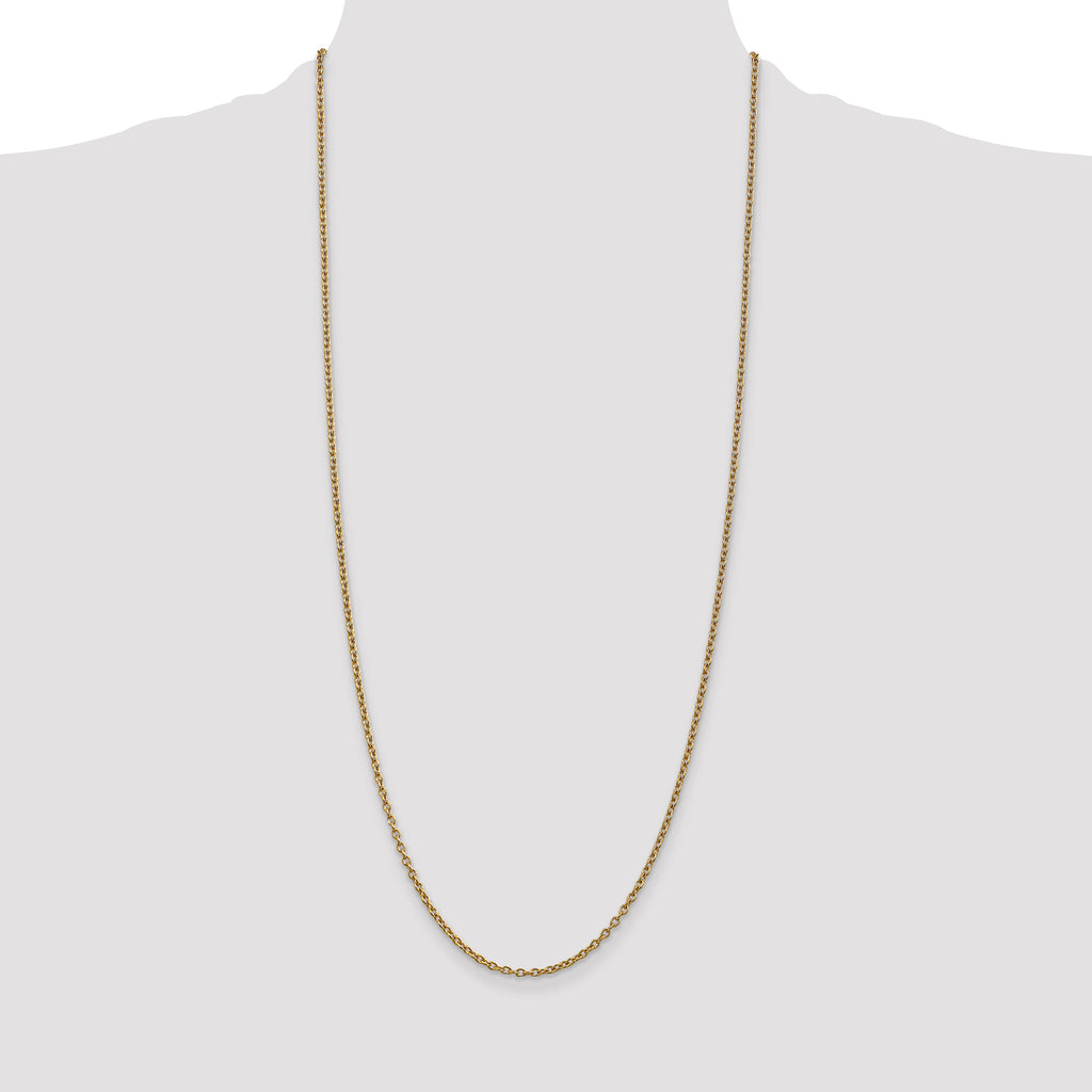 14K 2.4mm Round Open Link Cable with Lobster Clasp Chain
