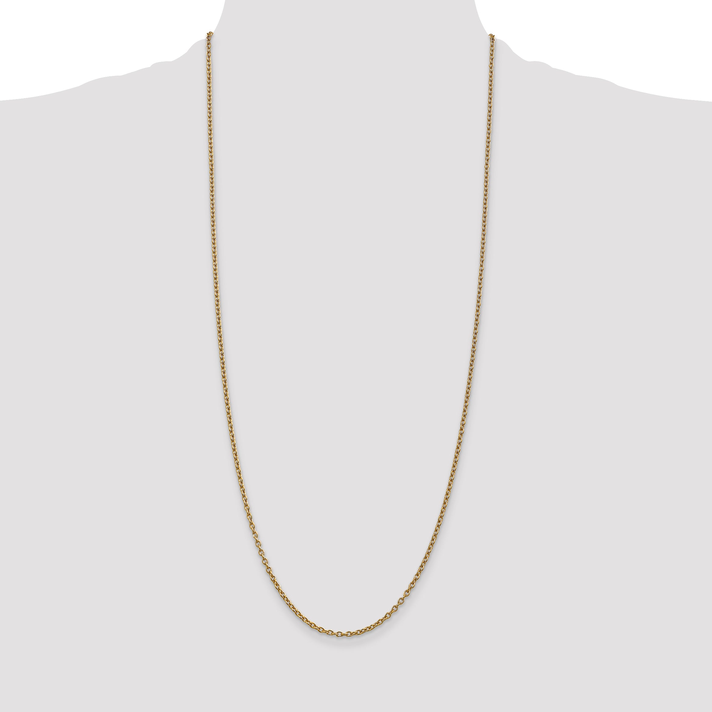 14K 2.4mm Round Open Link Cable with Lobster Clasp Chain