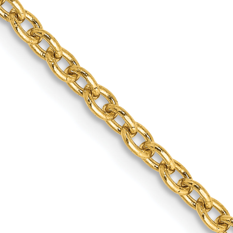 14K Yellow Gold Solid Cable Chain Necklace 2.4mm