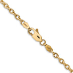 14K 3.2mm Round Open Link Cable with Lobster Clasp Chain