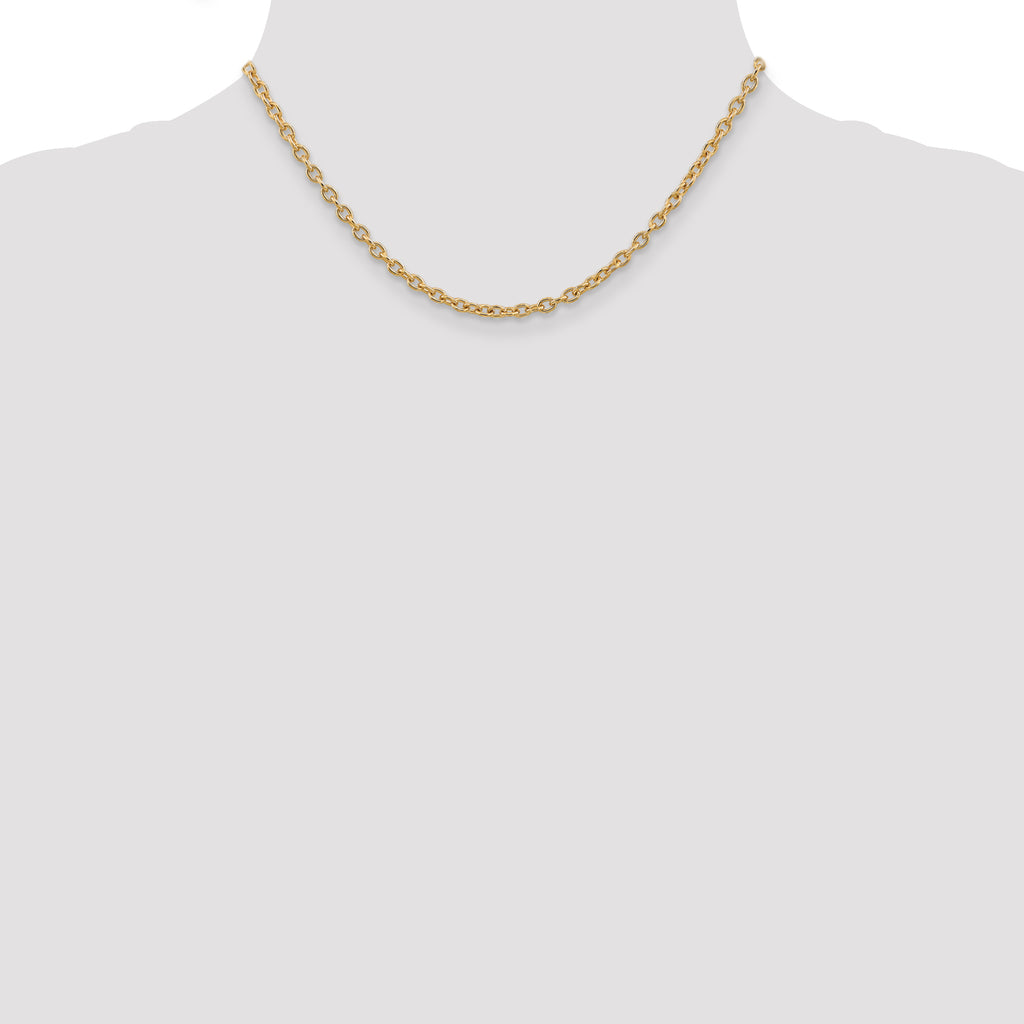 14K 3.2mm Round Open Link Cable with Lobster Clasp Chain