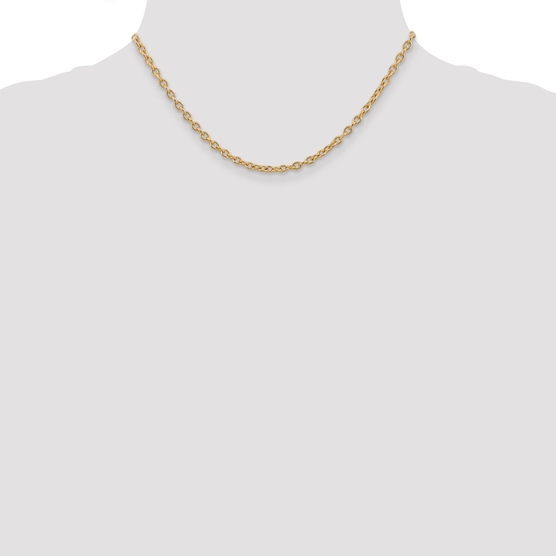 14K 3.2mm Round Open Link Cable with Lobster Clasp Chain