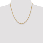 14K 3.2mm Round Open Link Cable with Lobster Clasp Chain