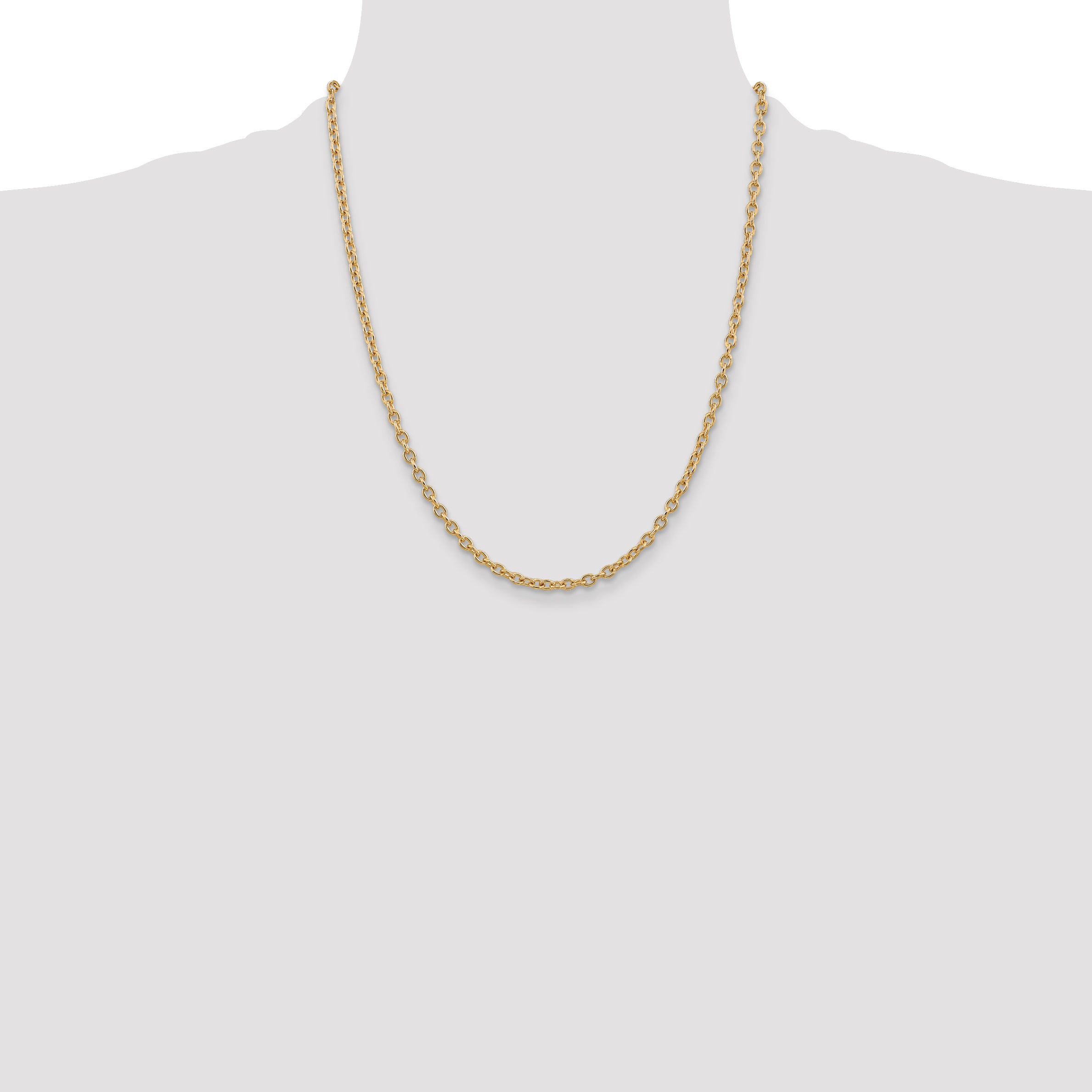 14K 3.2mm Round Open Link Cable with Lobster Clasp Chain