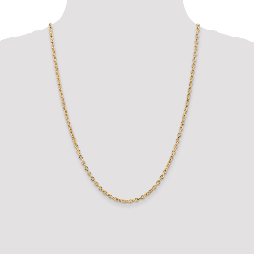 14K Yellow Gold Solid Cable Chain Necklace 3.2mm