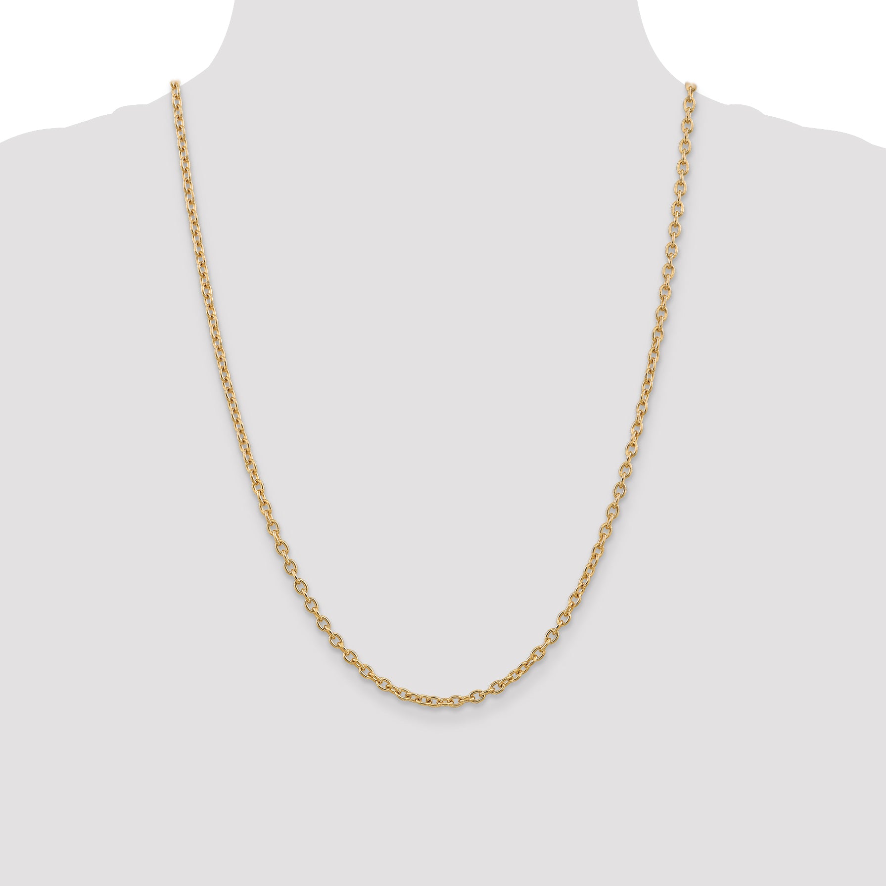 14K Yellow Gold Solid Cable Chain Necklace 3.2mm