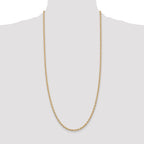 14K 3.2mm Round Open Link Cable with Lobster Clasp Chain