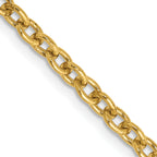 14K Yellow Gold Solid Cable Chain Necklace 3.2mm