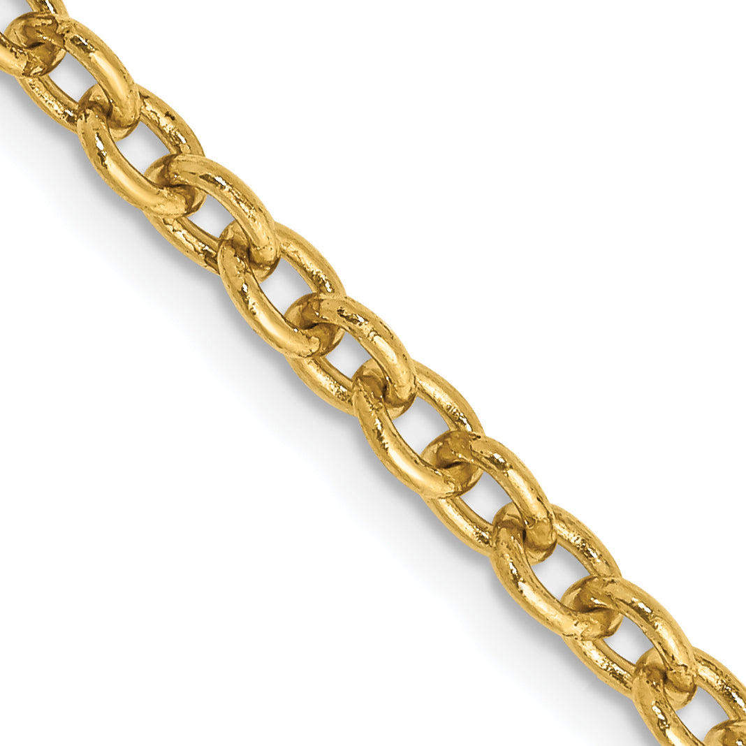 14K Yellow Gold Solid Cable Chain Necklace 3.2mm