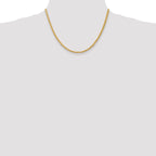 14K Yellow Gold Solid Wheat Chain Necklace 3mm