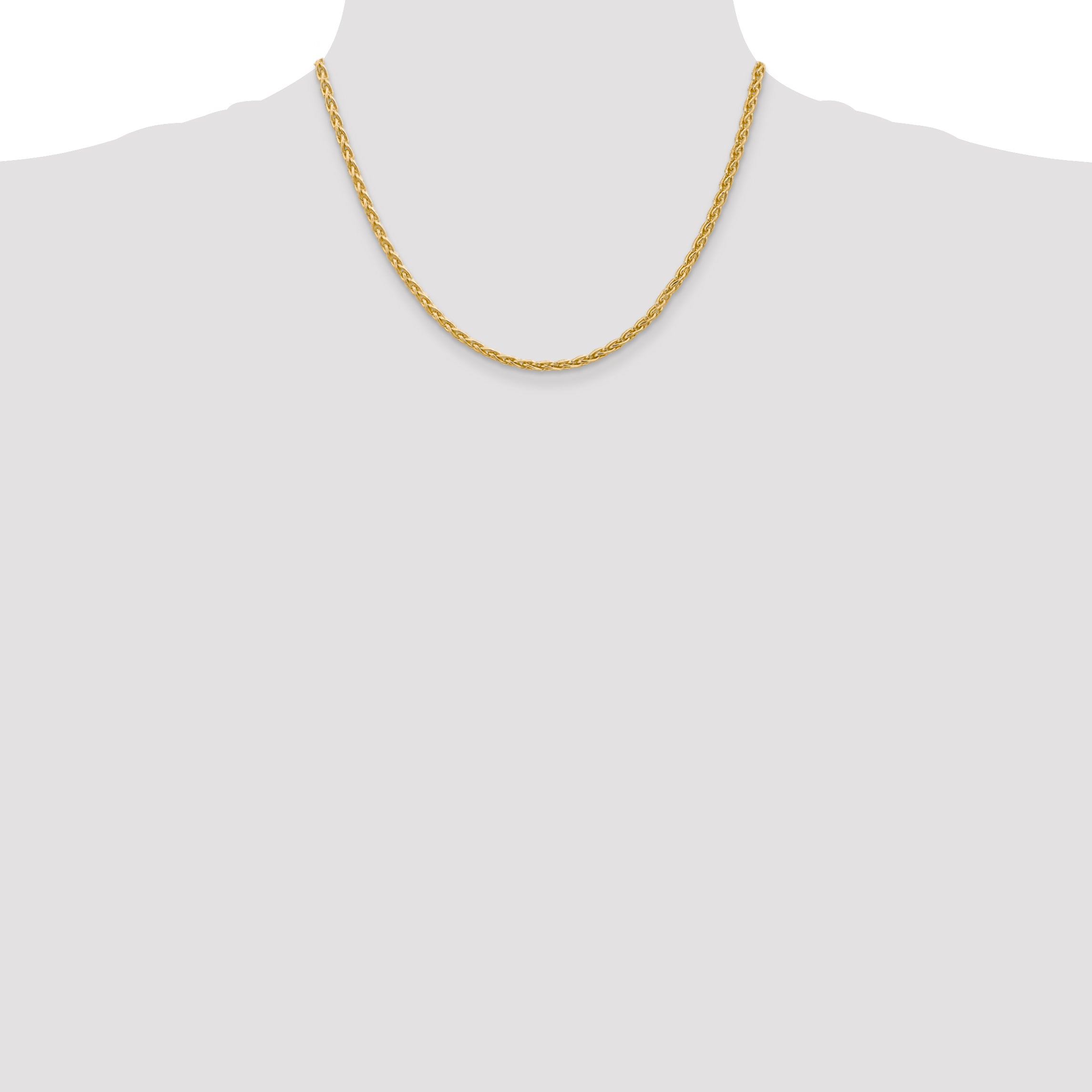 14K Yellow Gold Solid Wheat Chain Necklace 3mm