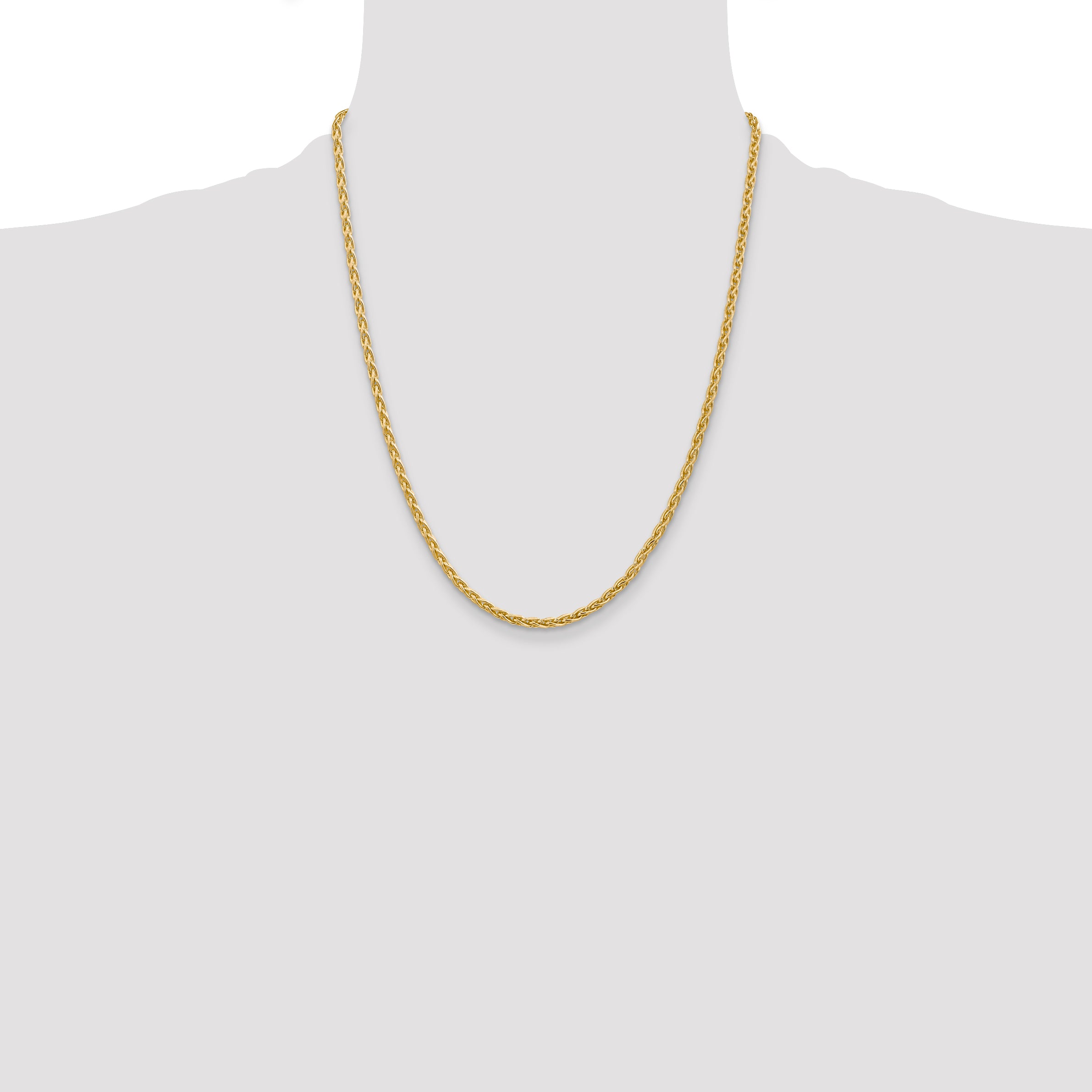 14k 22 inch 3mm Parisian Wheat with Lobster Clasp Chain