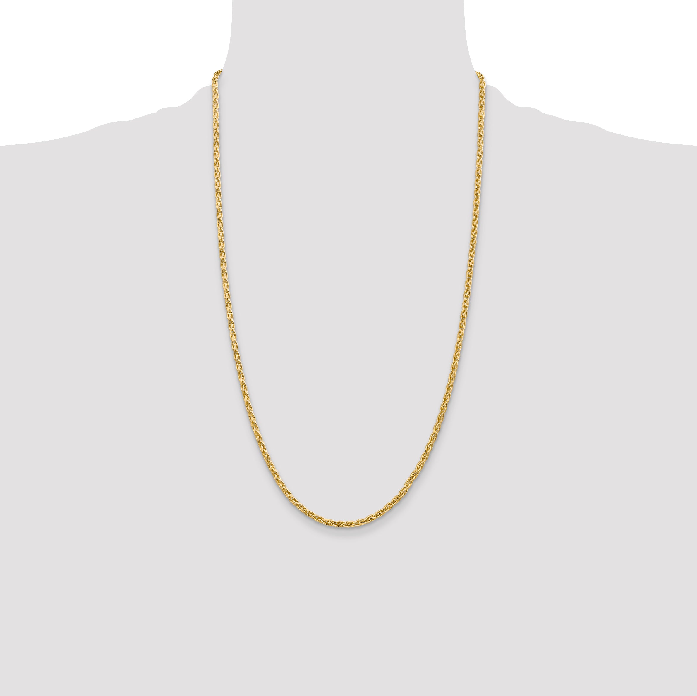 14k 26 inch 3mm Parisian Wheat with Lobster Clasp Chain