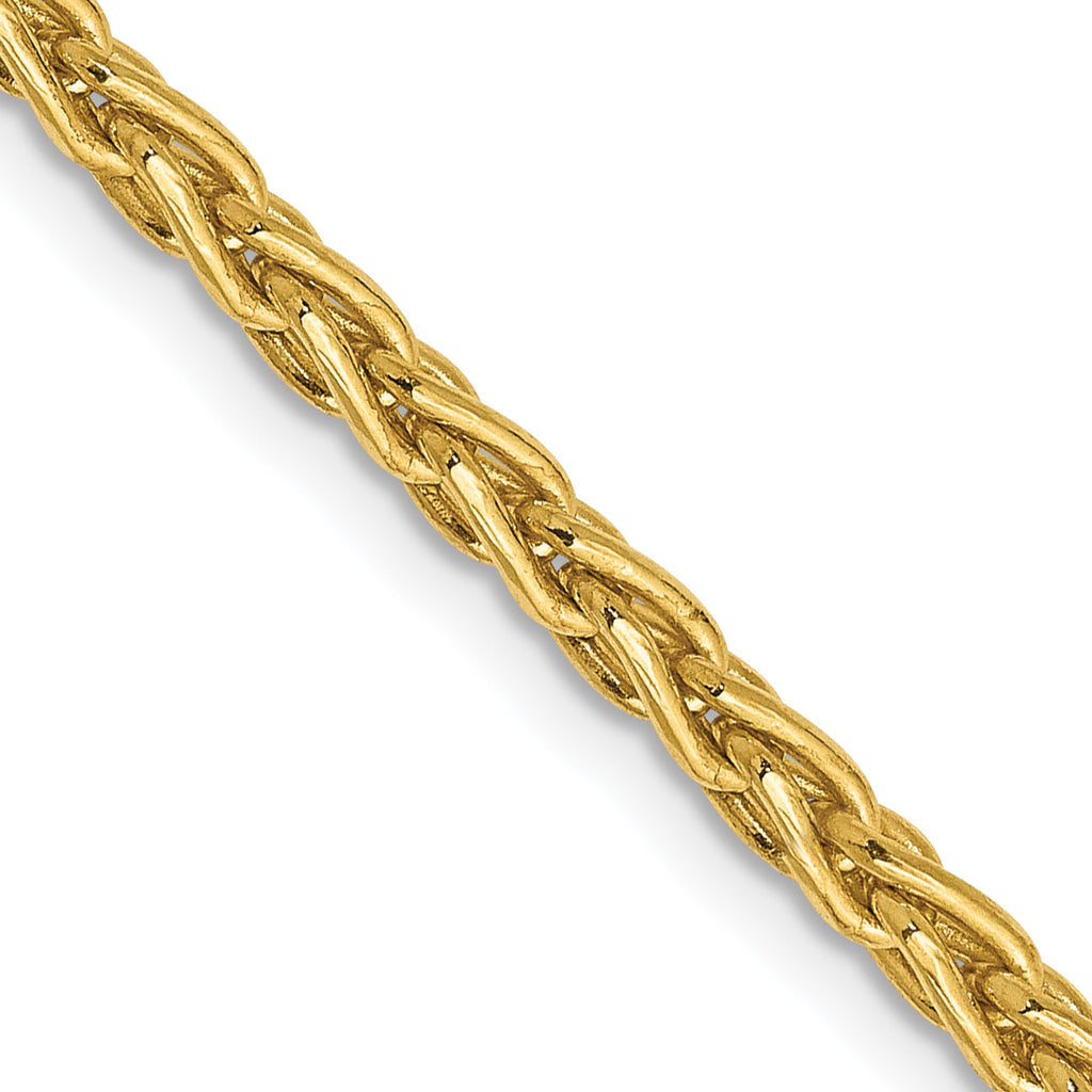 14K Yellow Gold Solid Wheat Chain Necklace 3mm