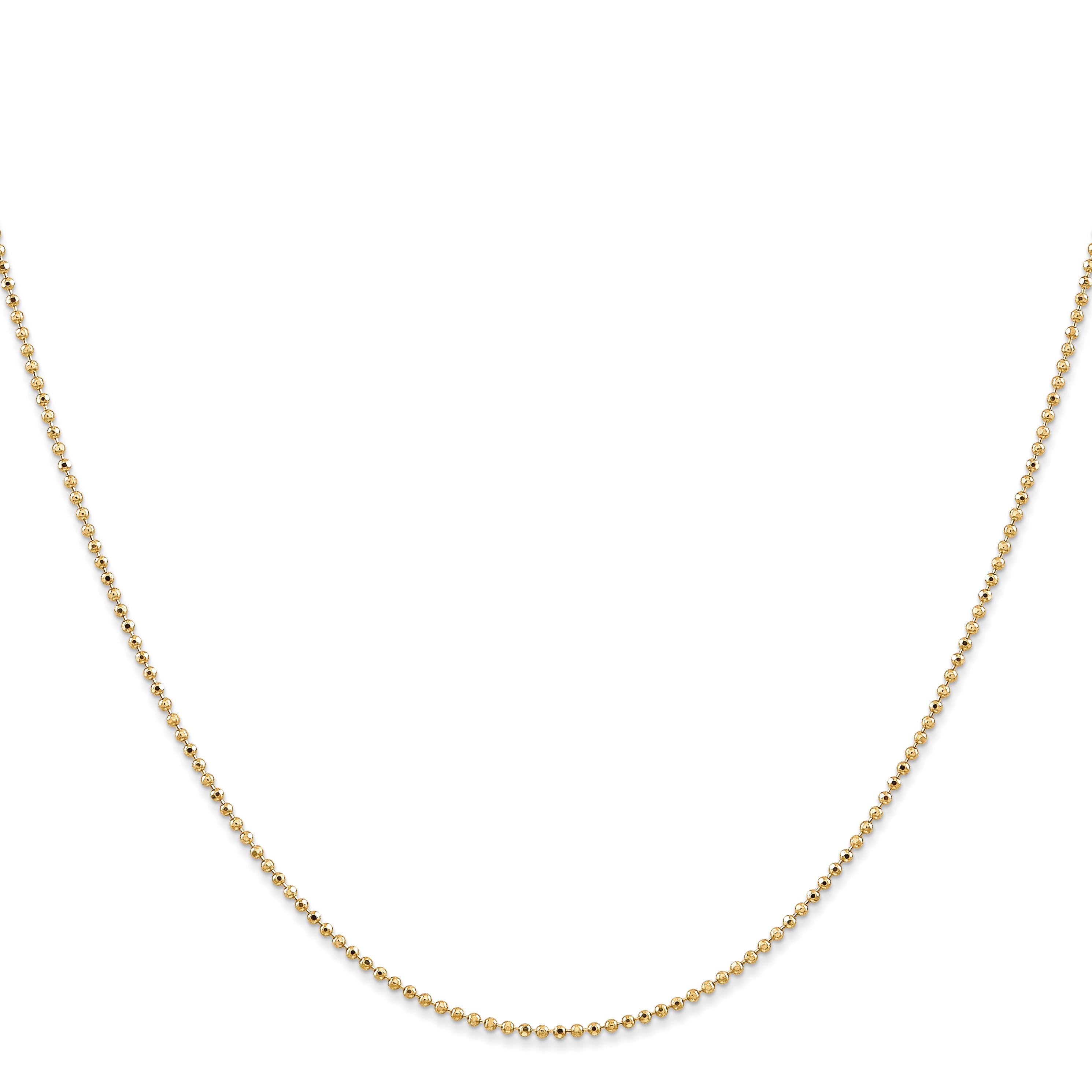 14K 24 inch 1.2mm Diamond-cut Beaded with Lobter Clasp Pendant Chain