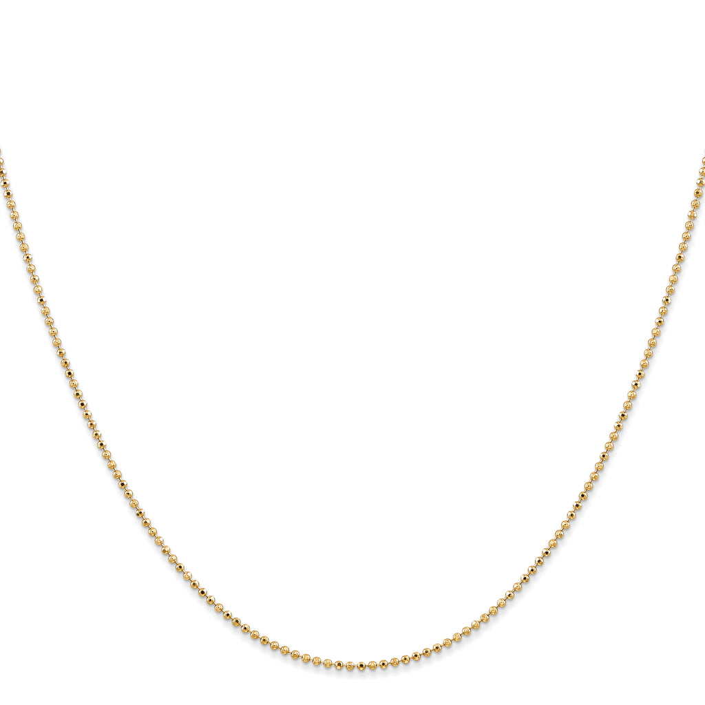 14K 24 inch 1.2mm Diamond-cut Beaded with Lobter Clasp Pendant Chain