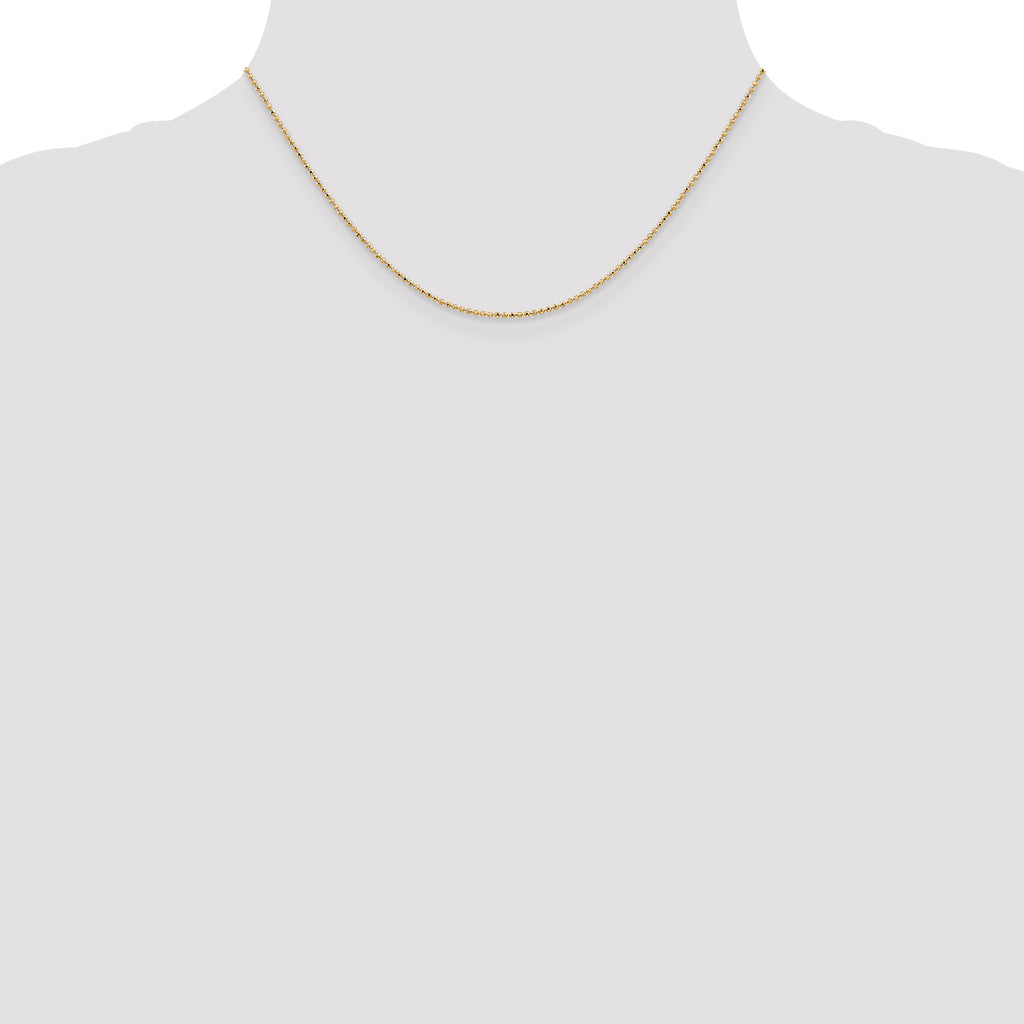 14K 16 inch 1.2mm Diamond-cut Beaded with Lobter Clasp Pendant Chain