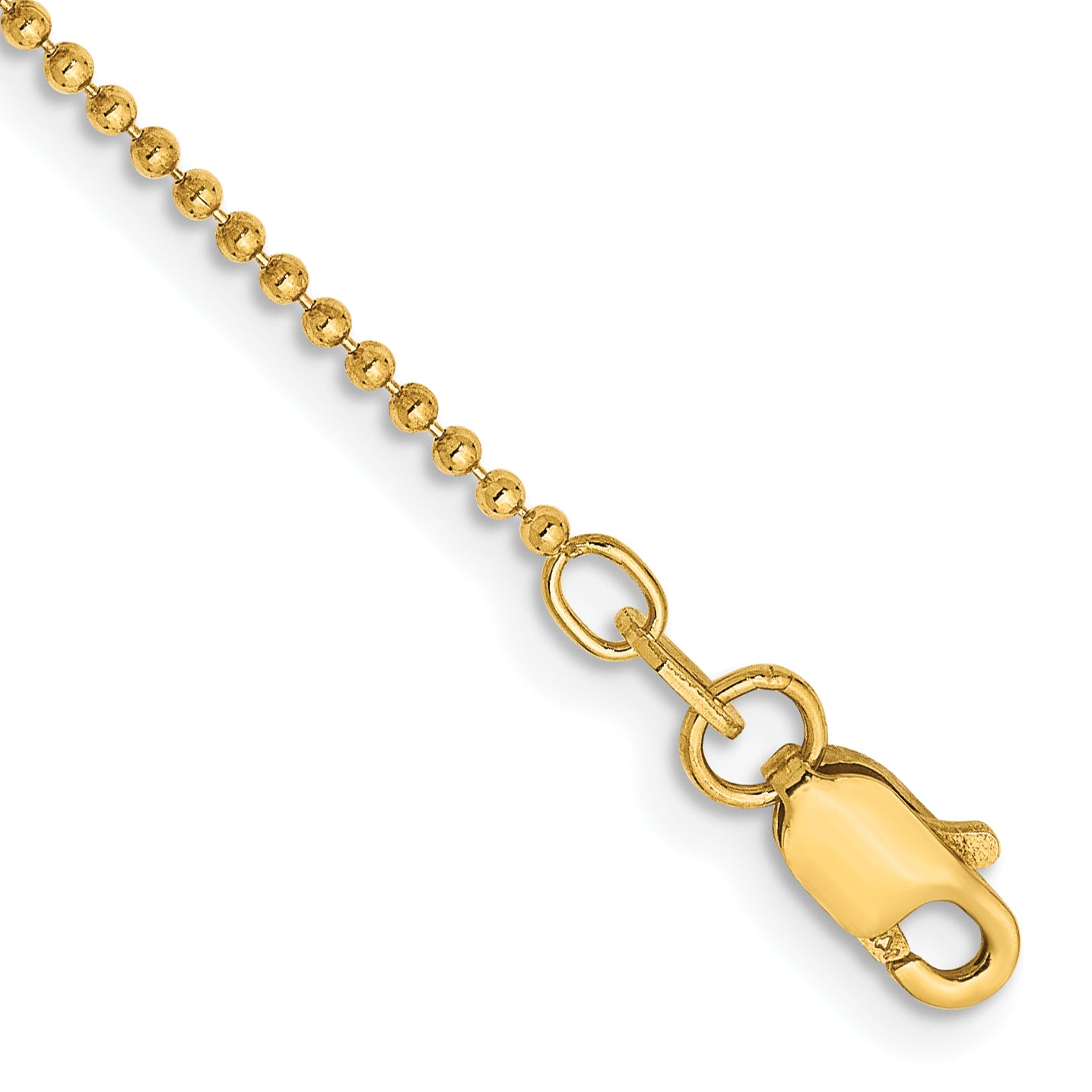 14K 10 inch 1.2mm Diamond-cut Beaded with Lobter Clasp Anklet Main image