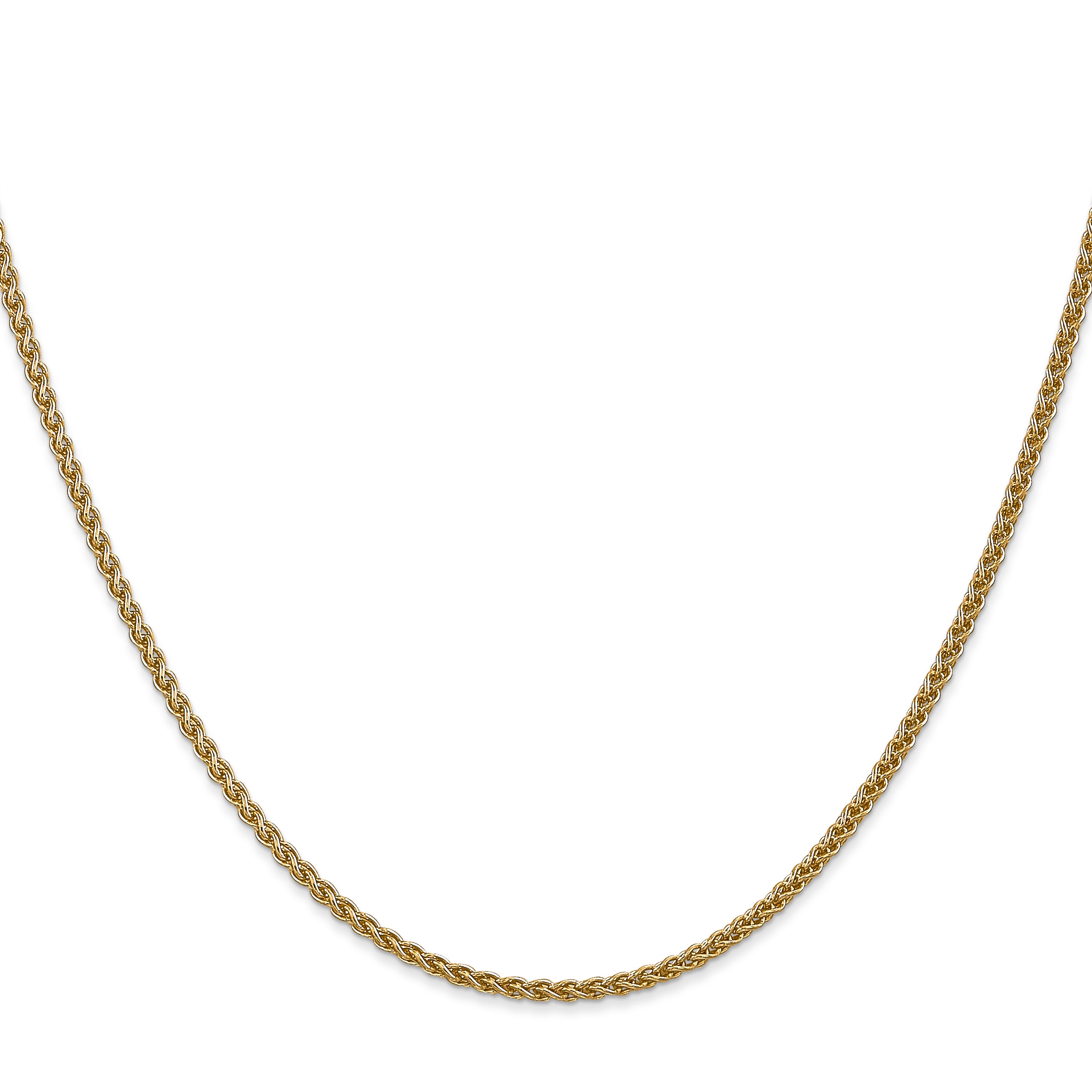 14K Yellow Gold Solid Wheat Chain Necklace 1.05mm