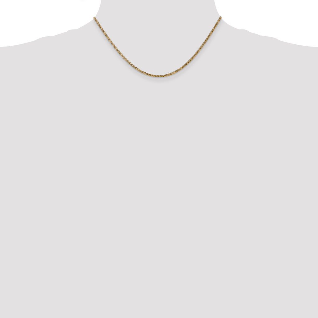 14K Yellow Gold Solid Wheat Chain Necklace 1.05mm