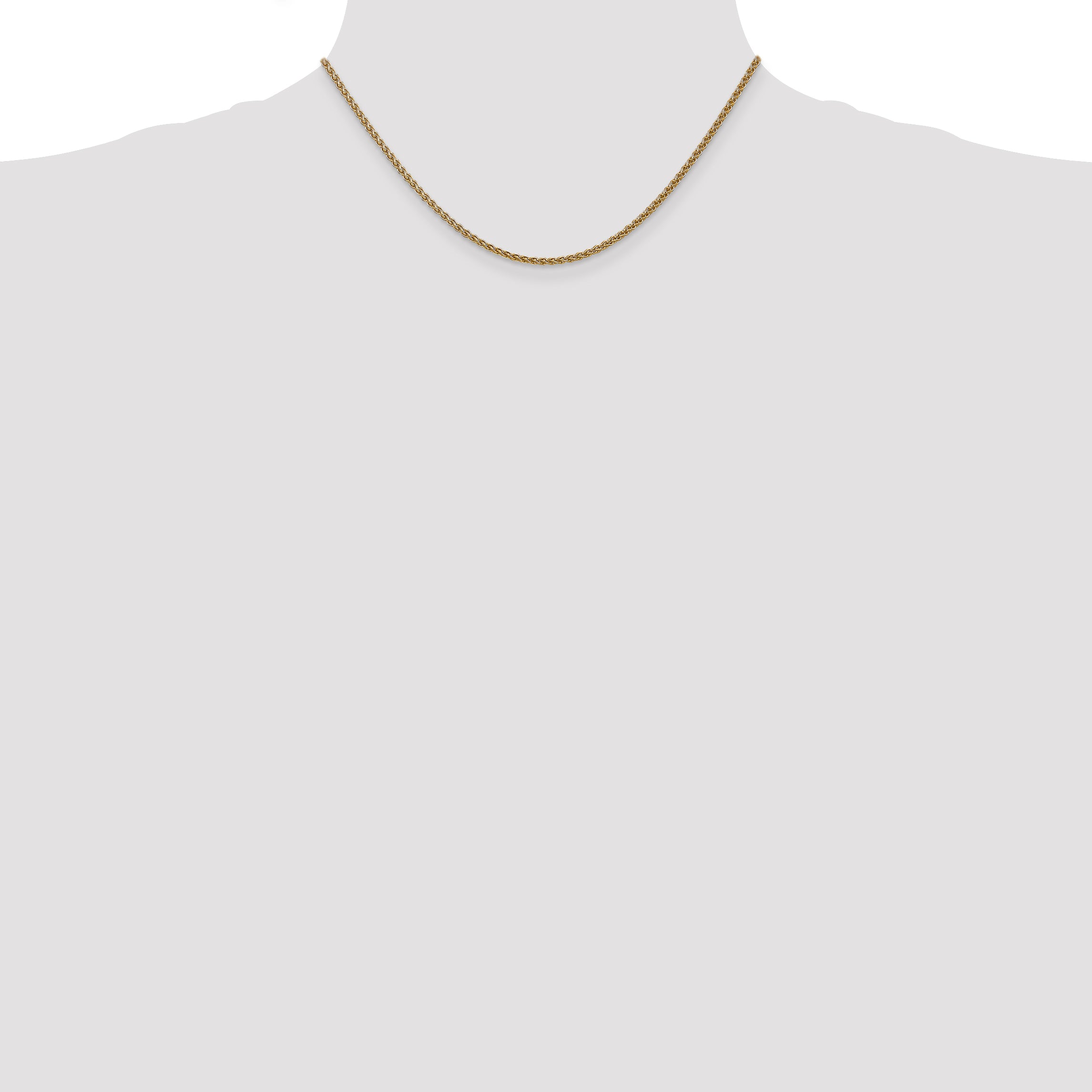 14K Yellow Gold Solid Wheat Chain Necklace 1.05mm
