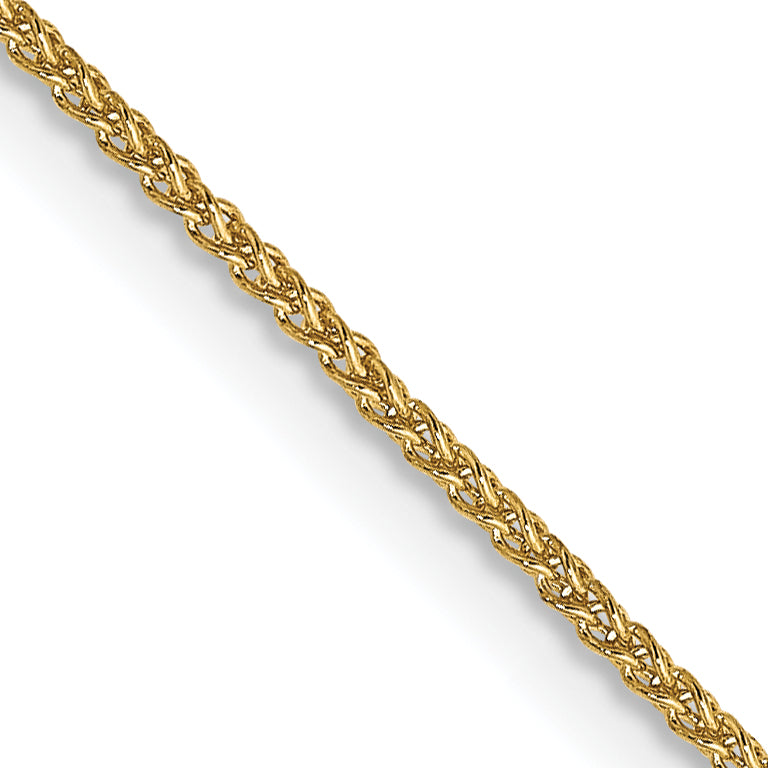 14K Yellow Gold Solid Wheat Chain Necklace 1.05mm