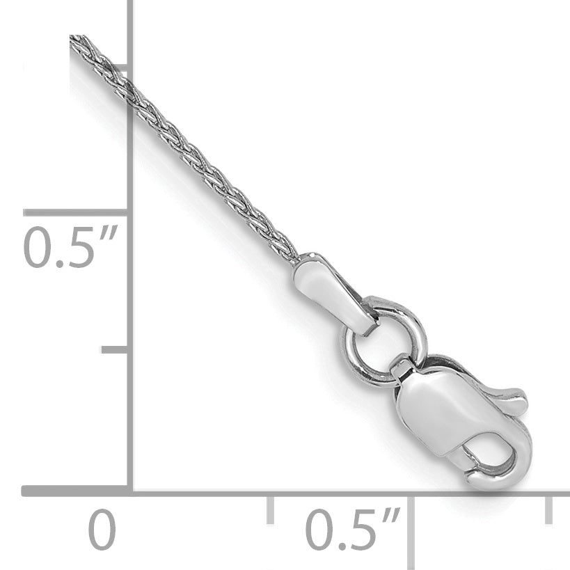 14K White Gold Solid Wheat Chain Necklace 1mm Secondary image