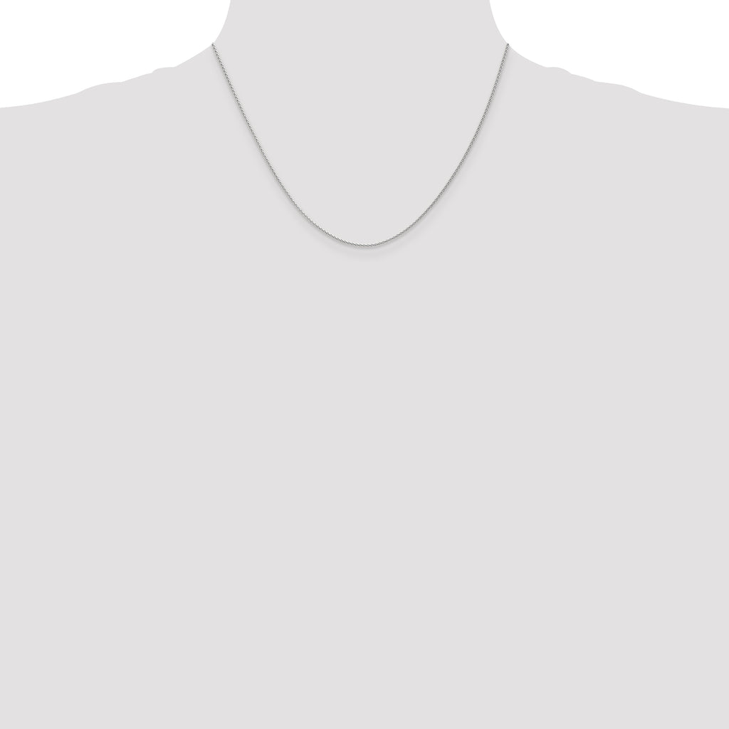 14K White Gold Solid Wheat Chain Necklace 1.2mm