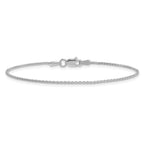 14K White Gold 1.2mm Parisian Wheat with Lobster Clasp Anklet